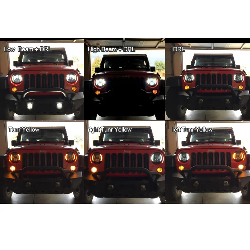 Для Suzuki Samurai UAZ Hunter 7 дюймов светодиодный проектор фара с halo DRL& Amber Поворотная сигнальная фара для Lada 4x4 Urban Niva - Цвет: White amber amber