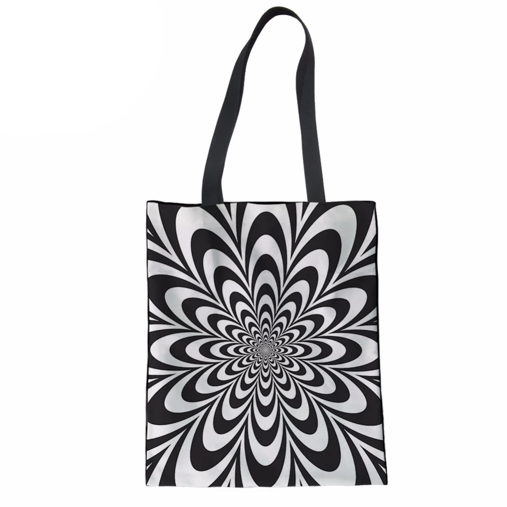 NoisydesignsHandbags для женщин мягкая пляжная сумка в черно белую полоску с принтом