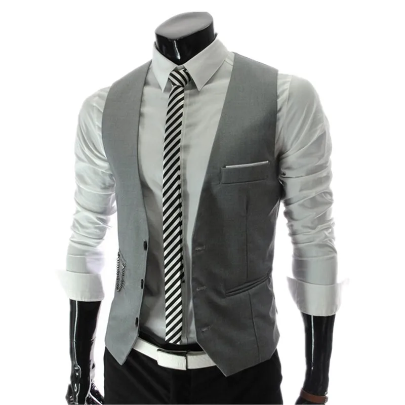 Hot Sale! 2021 Autumn Men's Slim Fit Dress Suit Vest Waistcoats Men Gilet Colete Fashion chaleco Hombre Brand New | Мужская одежда