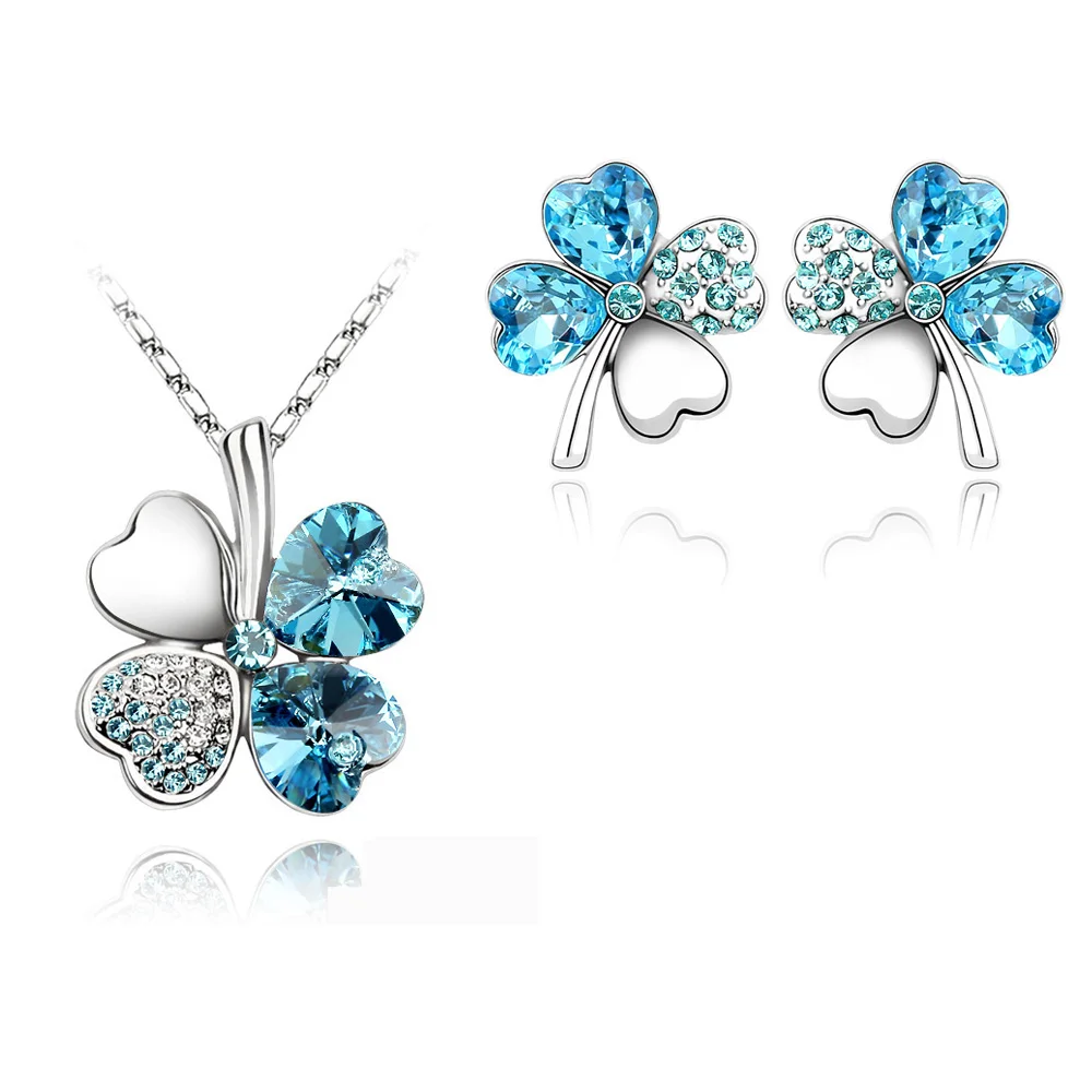 Комплект из колье и серёг с австрийским кристаллом|necklace earrings jewelry set|wedding setsfashion set |