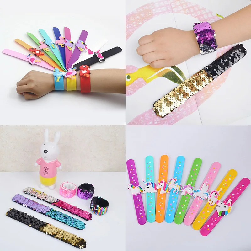 Браслеты автоматические в виде единорога с блёстками 2 шт.|Сувениры для