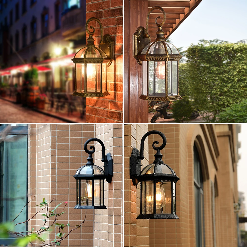 

Vintage Wall Lamp E27 Bulb Sconce Light Fixtures Black Bronze LED Wall Lights Outdoor Porch House Home Yard Garden Lighting