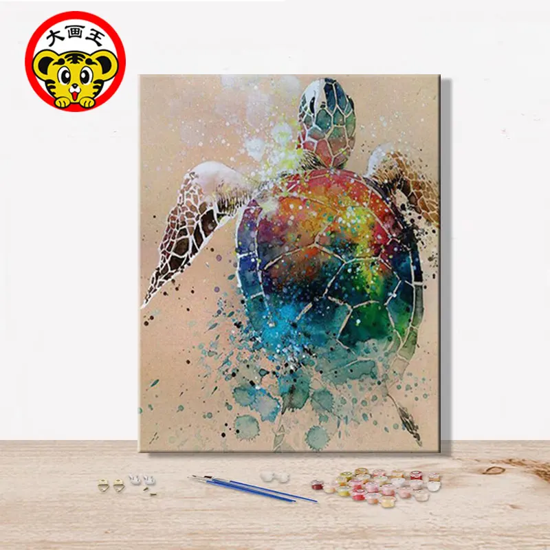 Paint by numbes художественная живопись по номерам произведение искусства животное быть свирепым с цветным рисунком Висячие в спальне черепаха слон - Цвет: 100268