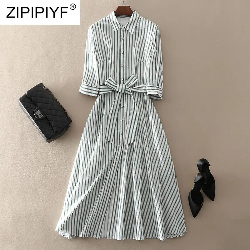 Женское платье-рубашка элегантное платье в полоску с квадратным воротником и