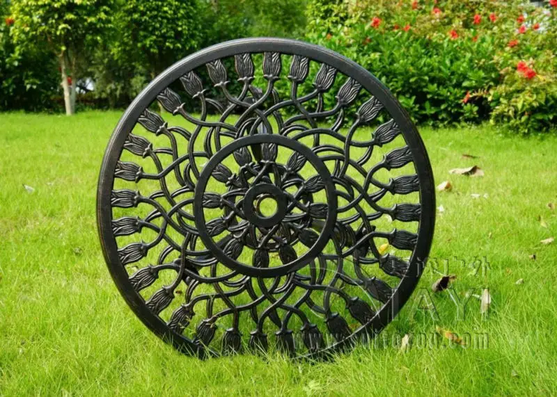 Набор из 3 алюминиевых стульев и стола для бистро в античном медном стиле сада с