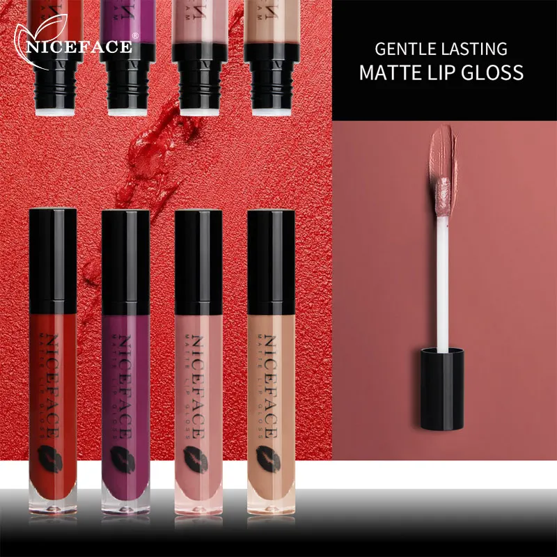 NICEFACE матовая губная помада поцелуй сексуальный блеск для губ бархат 12 цветов