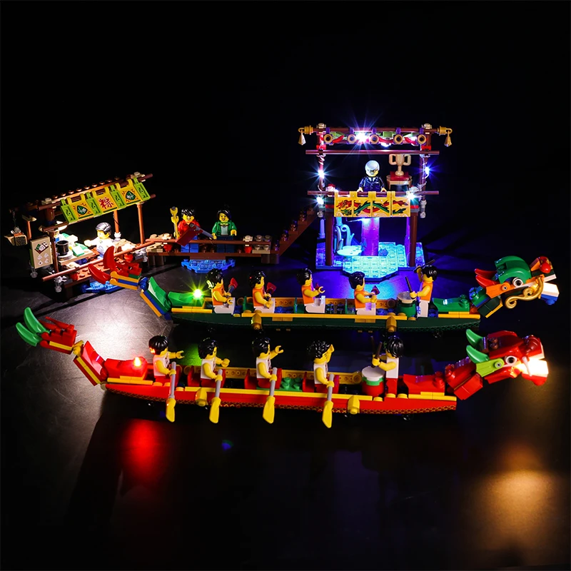 Vonado освещение строительный блок Lego 80103 китайский сезонный набор дракон лодка