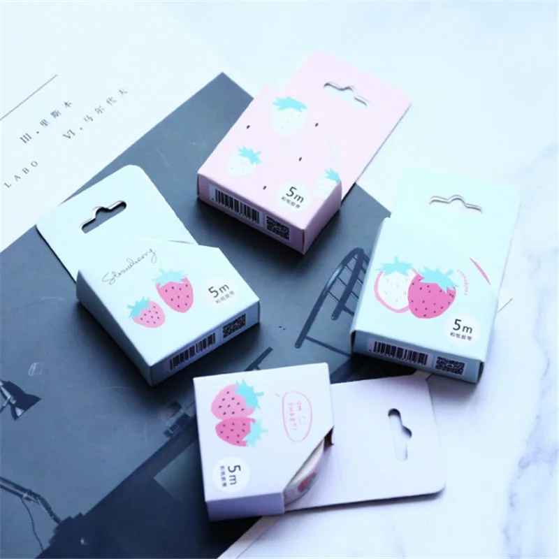 1.5CM*5M Strawberry Masking Tape Correction Washi Tape Scrapbooking Album Bottle DIY Decor Craft Tape Kids Gift