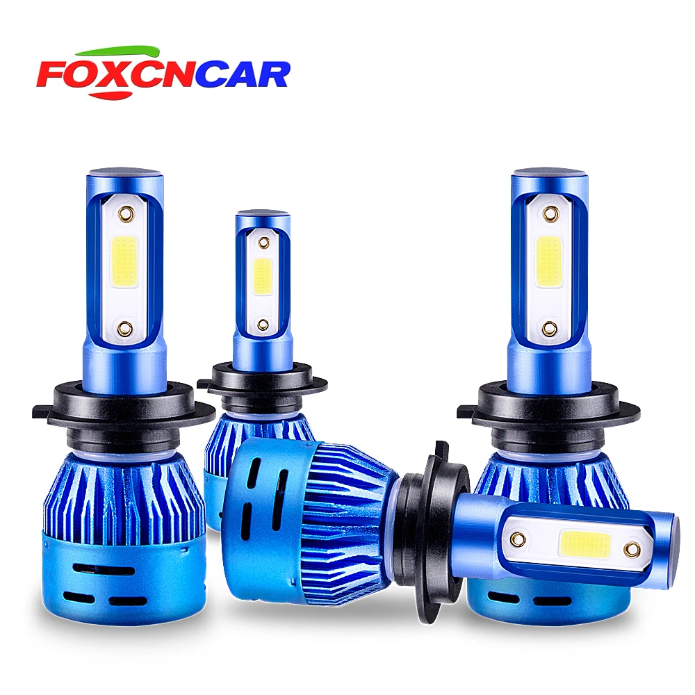 Foxcncar H4 светодиодный мотоцикл лампы H7 H11 9005 9006 H1 Hi/низкая 8000LM Противотуманные фары