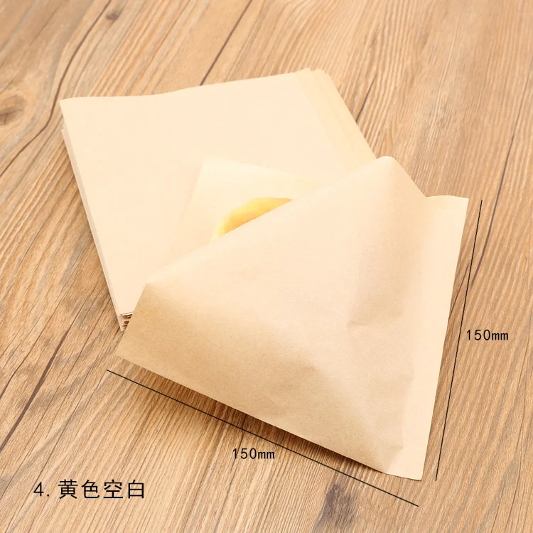 100pcs food anti oil paper bag sandwich doughnut and kraft | Дом и сад