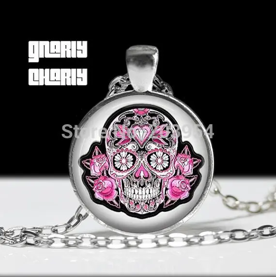 Ожерелье в стиле стимпанк с подвеской из бронзовой стали виде сахарного черепа 1