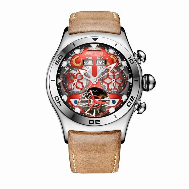 Reef Tiger Aurora Serier RGA703 мужские модные многофункциональные часы с циферблатом автоматические механические наручные часы с календарем на месяц год - Цвет: p10