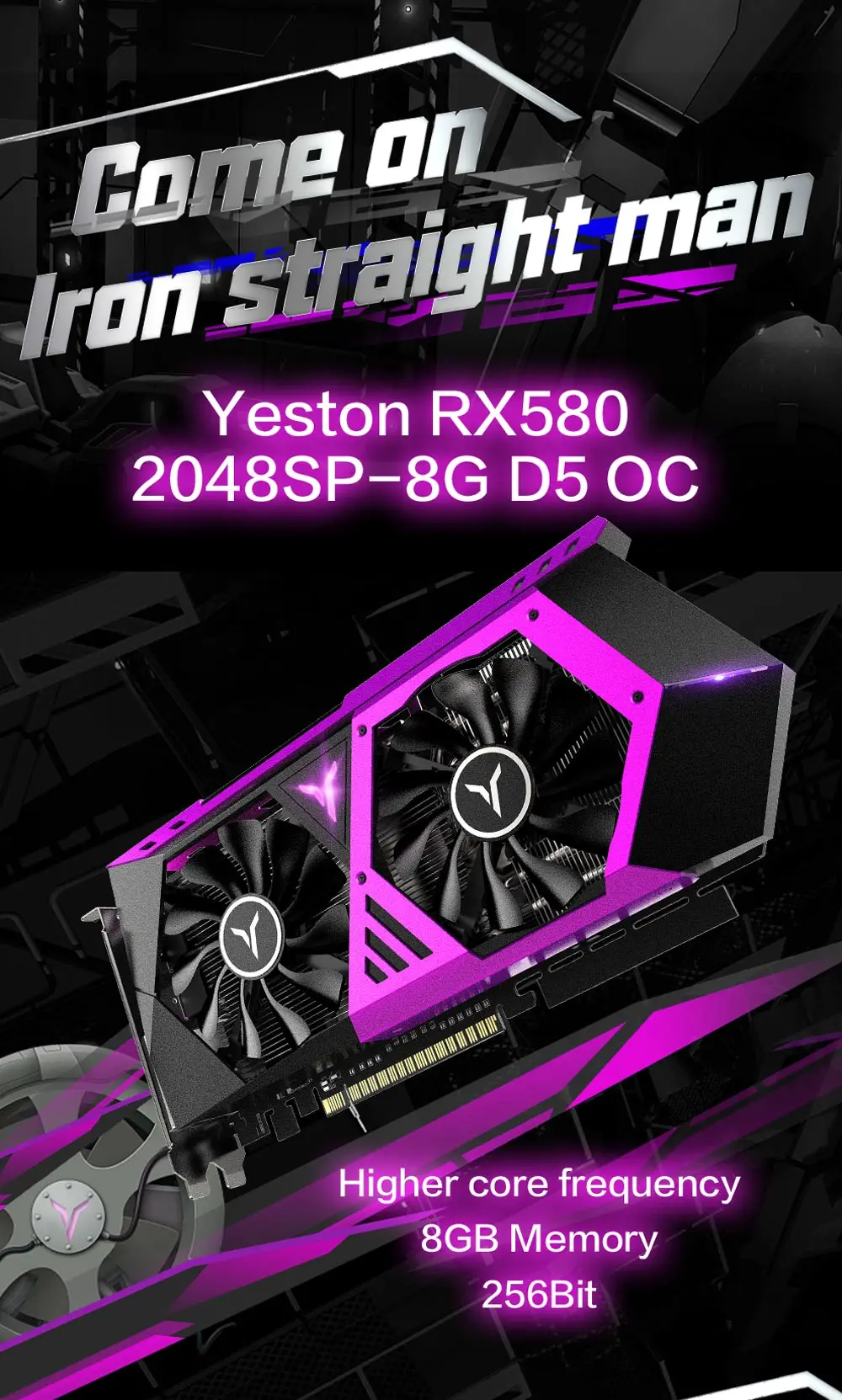 Yeston Radeon RX 580 GPU 8 ГБ GDDR5 256bit игровой настольный компьютер ПК видеокарты Поддержка DVI-D/HDMI PCI-E X16 3,0