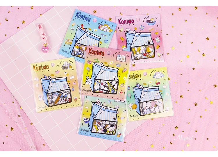 20 комплектов Kawaii канцелярские наклейки молочная коробка мультфильм кошка дневник планировщик декоративные мобильные наклейки Скрапбукинг DIY ремесло наклейки
