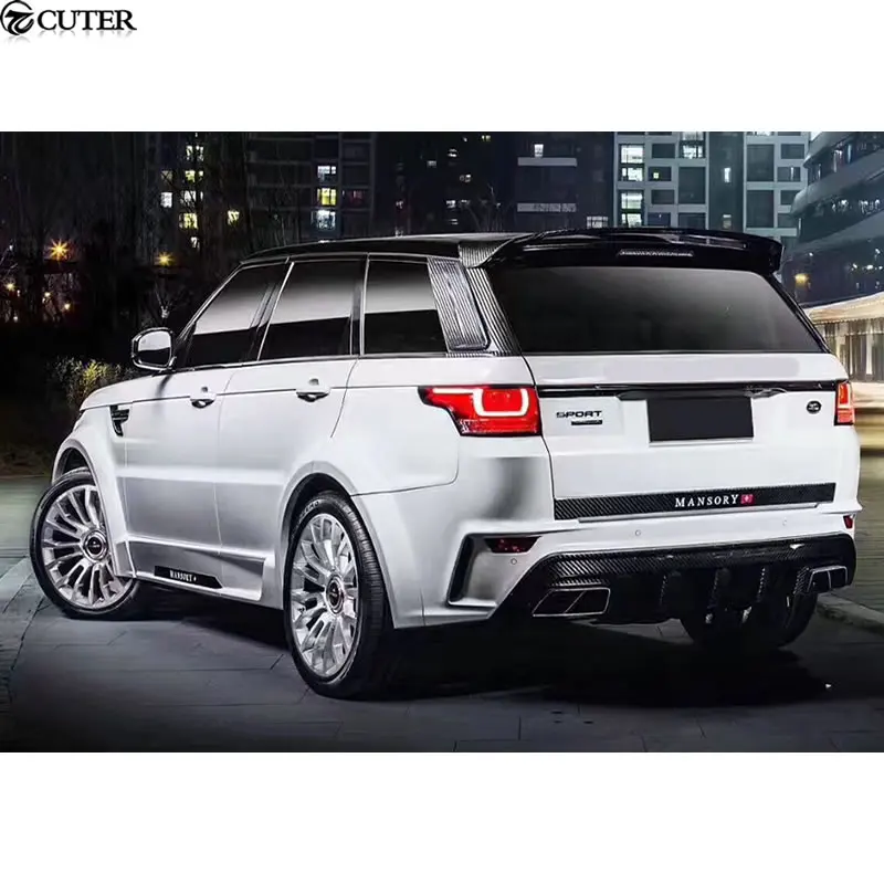 Карбоновый Широкий комплект кузова автомобиля FRP Неокрашенный передний бампер задний бампер боковые юбки для Range Rover Sport Mansory kit 14-17