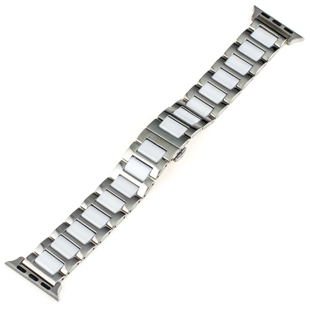 Ceramic &amp Stainless Steel Watchband for iWatch Apple Watch Series 7 SE 6 5 4 3 2 38mm 40mm 41mm 42mm 44mm 45mm Band Wrist Strap | Наручные