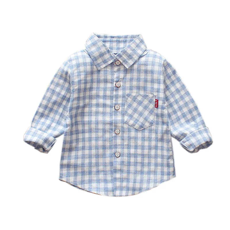 DFXD Korean Style Children Boy Clothes Baby Shirt 2018 Spring Long Sleeve Plaid Cotton Blouse Fashion Kids Boys 1-4Y | Детская одежда и