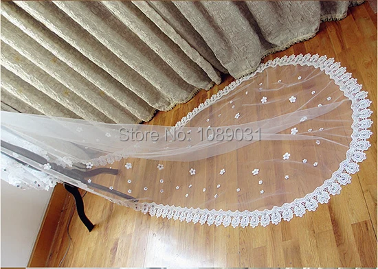 Фата свадебная с длинным шлейфом роскошная бусинами свадебный аксессуар