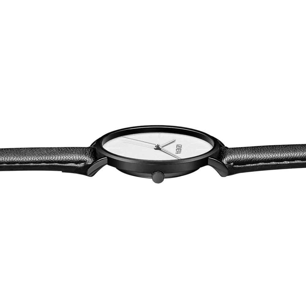 Бизнес Для мужчин кварцевые Ultra Slim наручные часы кожаный ремешок s Модные простые