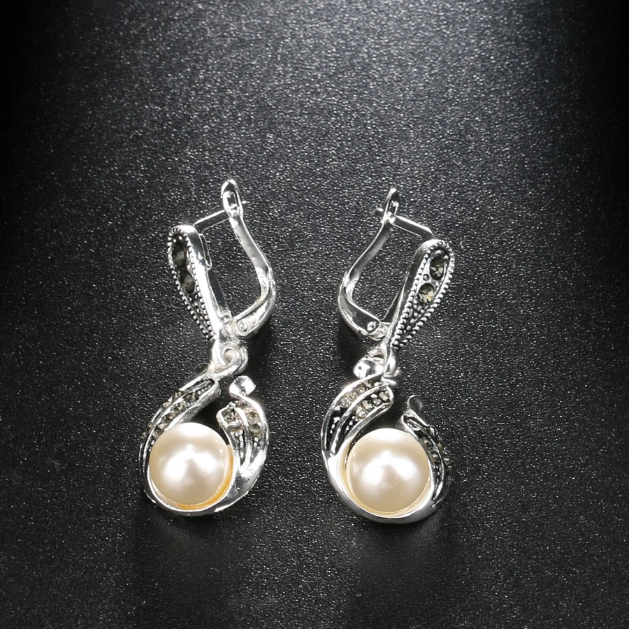 Комплект из колье серёг и кольца серебристого цвета|jewelry sets for women|pearl jewelry setwedding |