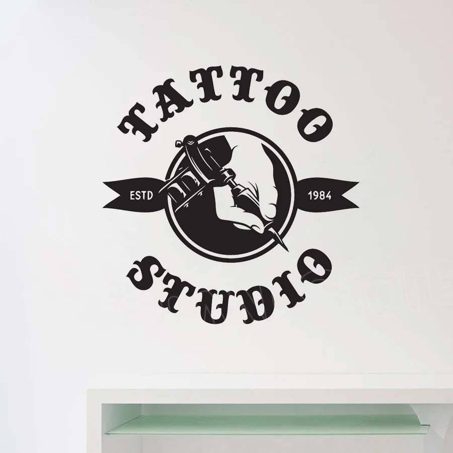 

Tattoo Machine Tattoo Salon Logo Vinyl Decal Mural Removable Studio Wall Decor Window Stickers Self Adhesive Wallpaper D470