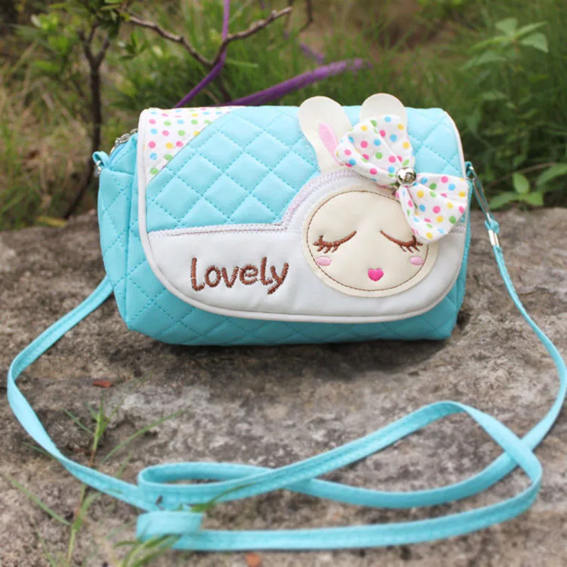 Детская сумка мессенджер с бантиком и кроликом милая кожаная принцессы для