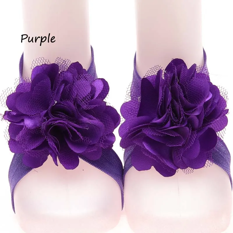 1Pairs Tulle Twirl Flower Newborn Barefoot Sandals Lovely Feet Decoration Shoes |