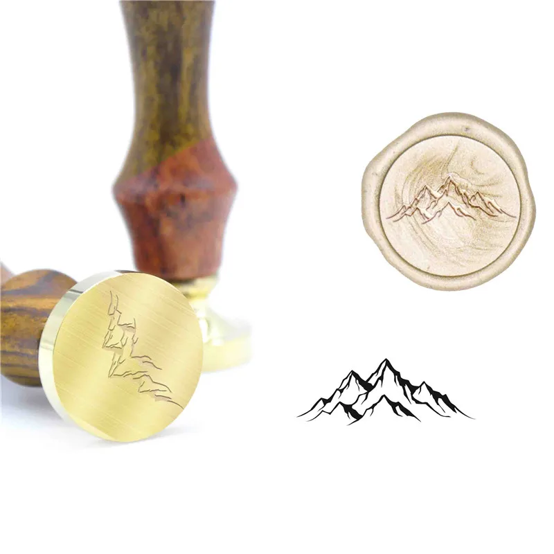 Wax seal Горы восковый узор печать штамп B21 На Заказ Свадебный воск штамп начальный штамп деревянная ручка DIY старинная печать в стиле ретро - Цвет: Wax seal