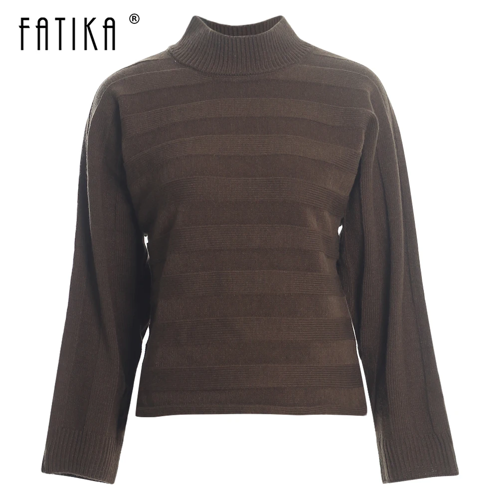 

Fatika Sweaters Loose Solid Turtleneck Pullovers Sweaters Warm Knitted Women's Clothing 2018 Autumn Winter For Women