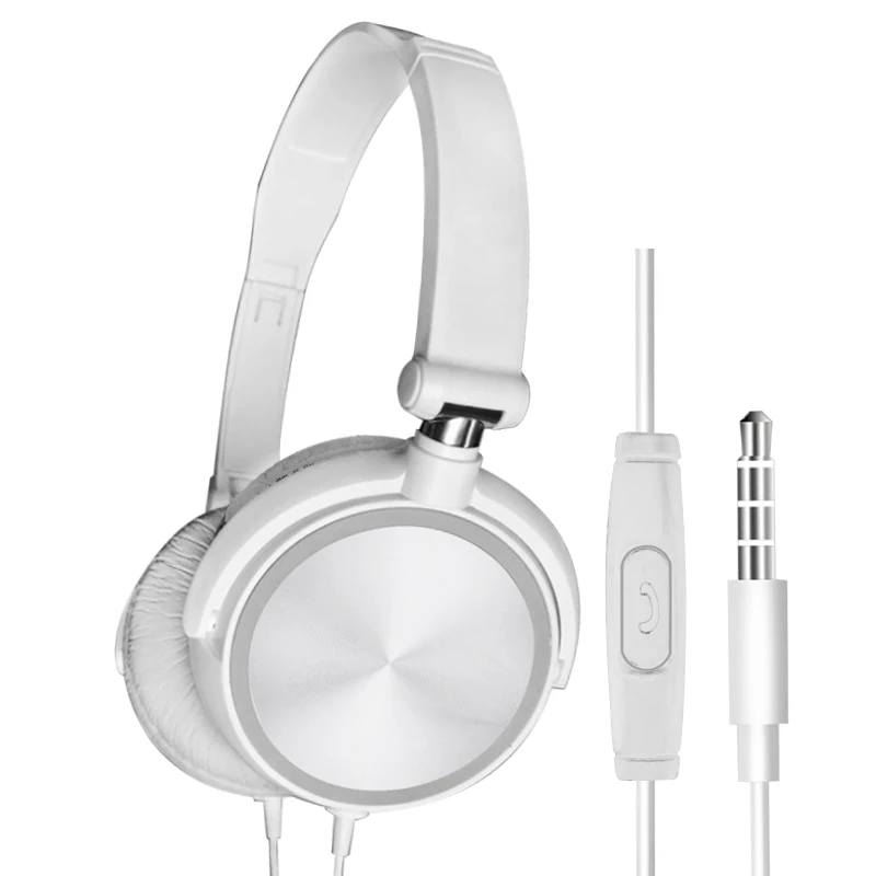 White Проводные наушники с микрофоном, Накладные наушники, бас, HiFi Звук, музыка, стерео наушники для sony, iPhone, Xiaomi, huawei, PC - Цвет: White
