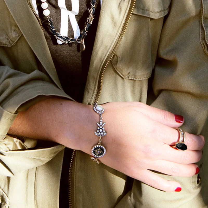 Модные тренды 2017 акриловый жемчужный кристалл очаровательный женский браслет с