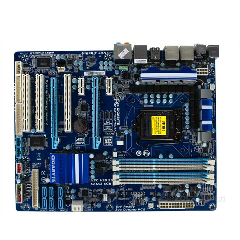 Б/у оригинальная материнская плата P55 для Gigabyte GA P55A UD3R LGA 1156 DDR3 i5 i7 16 Гб Бесплатная