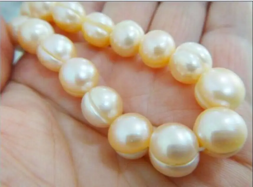 FREE SHIPPING HUGE 18&quot12MM NATURAL SOUTH SEA GENUINE GOLD PINK BAROQUE PEARL NECKLACE HOT sell | Украшения и аксессуары