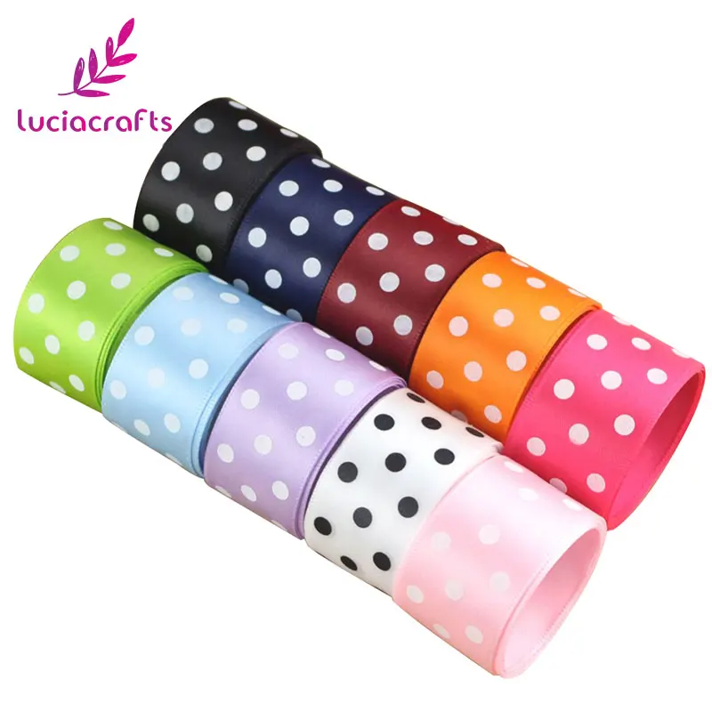 Lucia crafts 1 ''25 мм точечный узор печатная Рождественская атласная лента DIY шитье и бант для волос украшения ремесла 5 ярдов/партия T0205