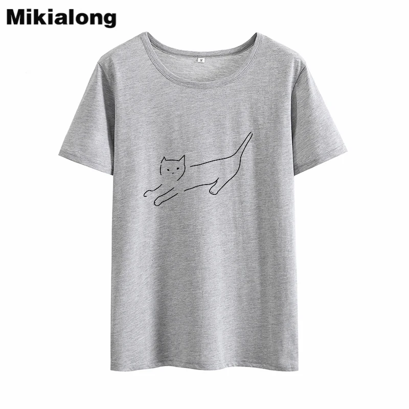 Женская футболка с принтом кошки Mikialong летняя в стиле Харадзюку Kawaii Boho | одежда