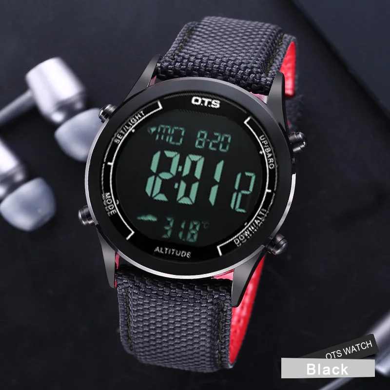 Black OTS мужские спортивные часы 30 м водонепроницаемые цифровые светодиодные армейские часы мужские модные повседневные электронные наручные часы - Цвет: Black