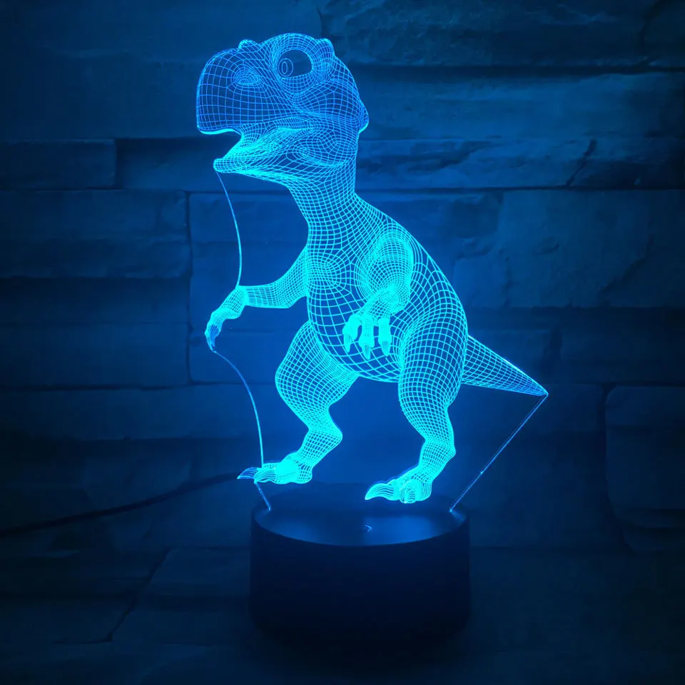3D LED тираннозавр Рекса ночник 16 видов цветов USB Кнопка акриловые оптические огни
