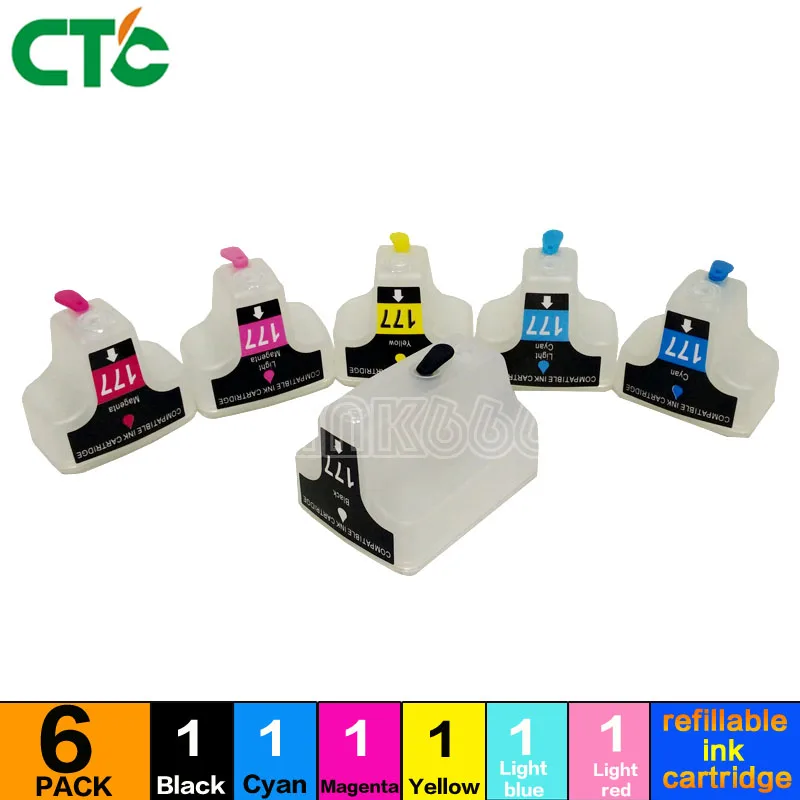 CTC для 177 пустых многоразовых чернильных картриджей CHP Photosmart 3210 D7460 C5100 C5140 C5183 C6270