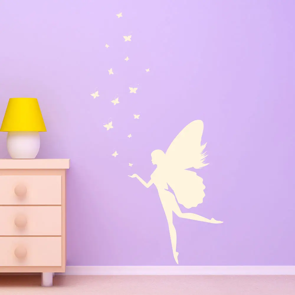 В стиле Феи бабочки Виниловые наклейки на стены стену девочки комната Home Decor