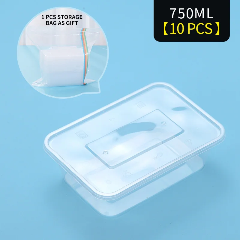 10 Pcs 750ml WORTHBUY 10 шт./партия японские одноразовые пищевые контейнеры BPA бесплатно пластиковая коробка для бенто микроволновая печь Ланч-бокс для школы обеденный набор - Цвет: 10 Pcs 750ml