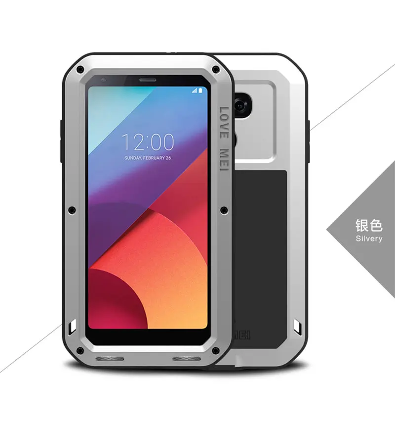 Silver Алюминиевый металлический бронированный чехол для LG G7 чехол ThinQ G6+ стекло Gorilla glass противоударный чехол 360 полный корпус защитный чехол для LG G6 чехол - Цвет: Silver