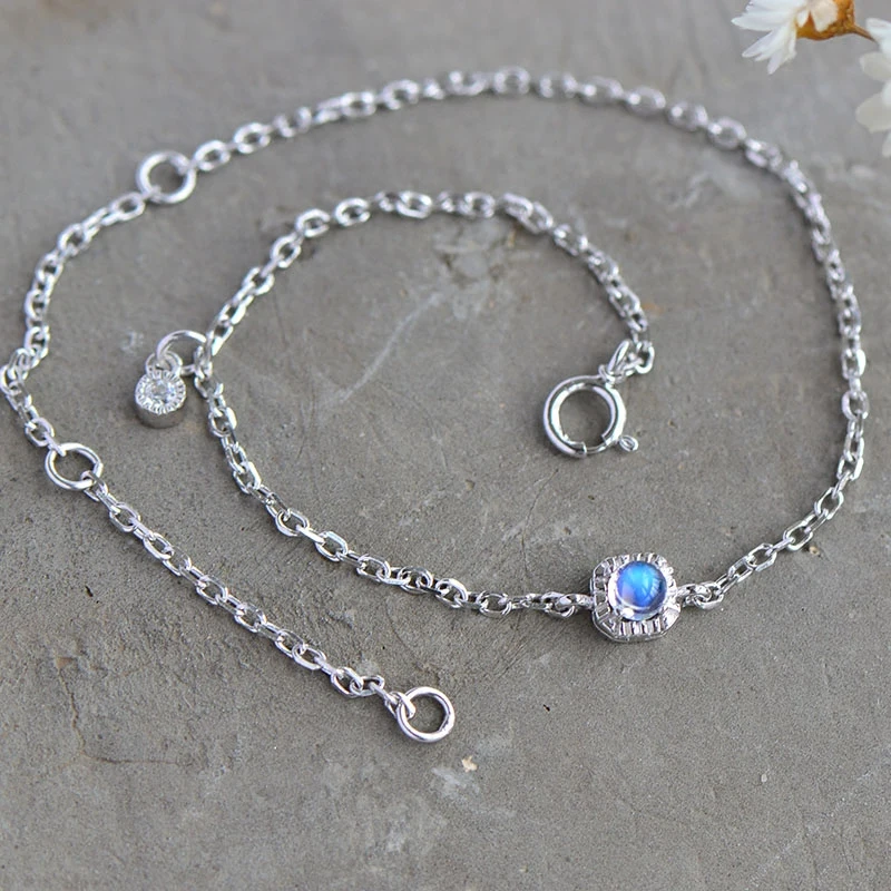 Элегантный драгоценный камень лунный аутентичный 100% Серебро 925 пробы ручной