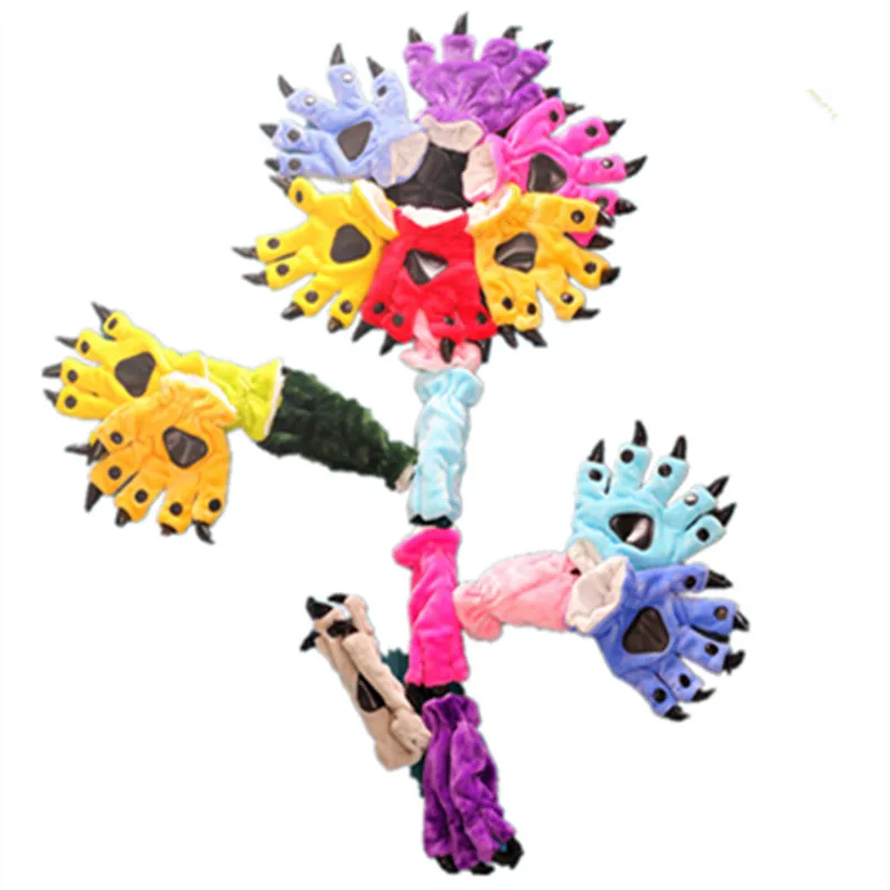 Мультфильм Животные коготь перчатки Для женщин мужчин мягкий милый плюшевый лап