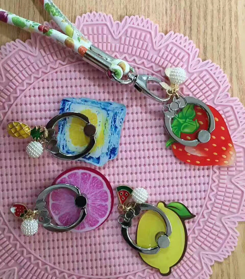 Cute Strawberry Lemon Watermelon Rainbow fruit Patterns universal ring Phone Holder for iphone samsung Pendant finger buckle | Мобильные