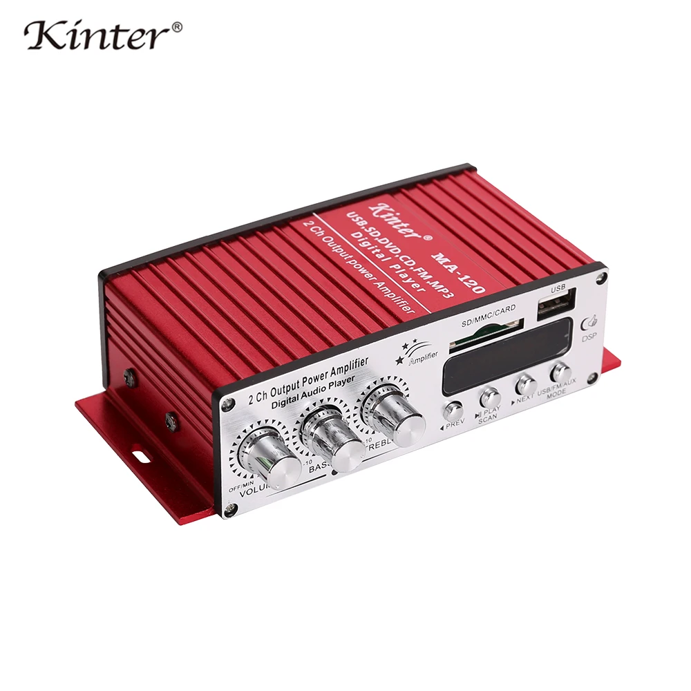 Kinter MA-120 для bluetooth усилитель аудио 2 канала управления бас Hi-Fi стерео звук динамик 20 Вт SD USB ввод FM радио