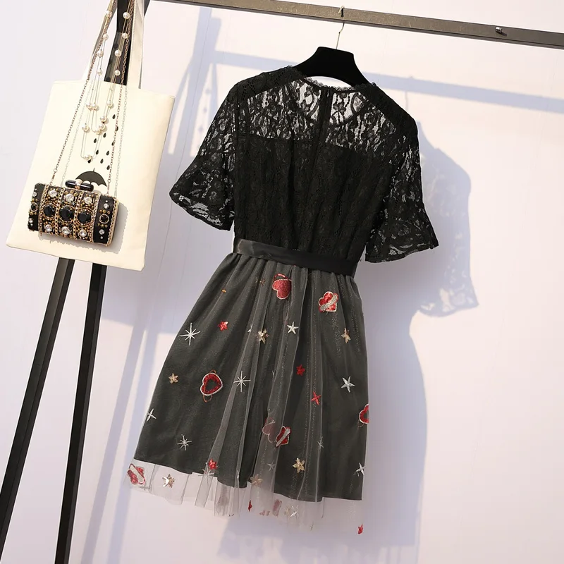 Длинные платья большого размера женская одежда толстая мм Мода тонкая кружевная