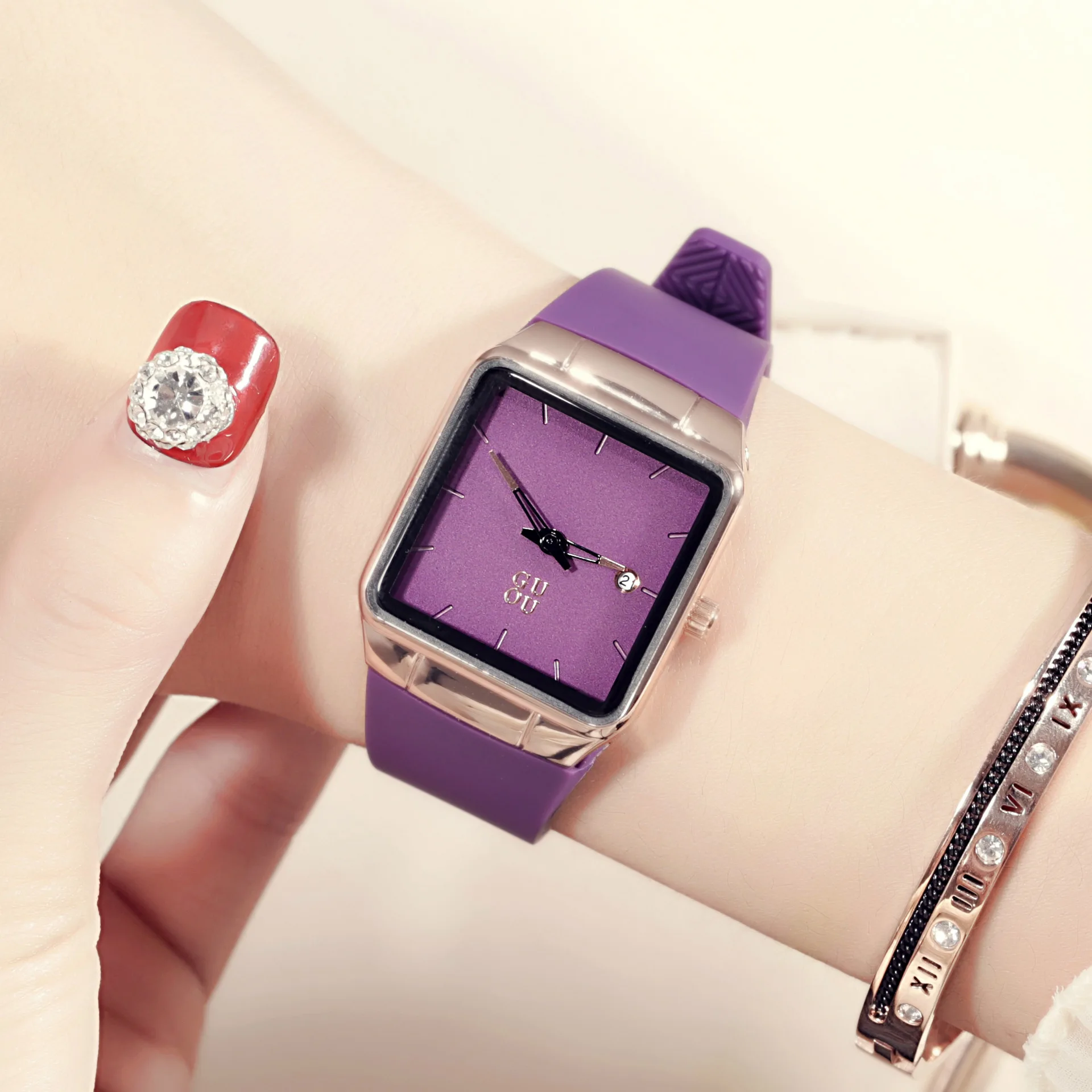 

Часы GUOU 2018 женские кварцевые, брендовые Роскошные повседневные наручные, в античном стиле, под розовое золото, с кожаным ремешком