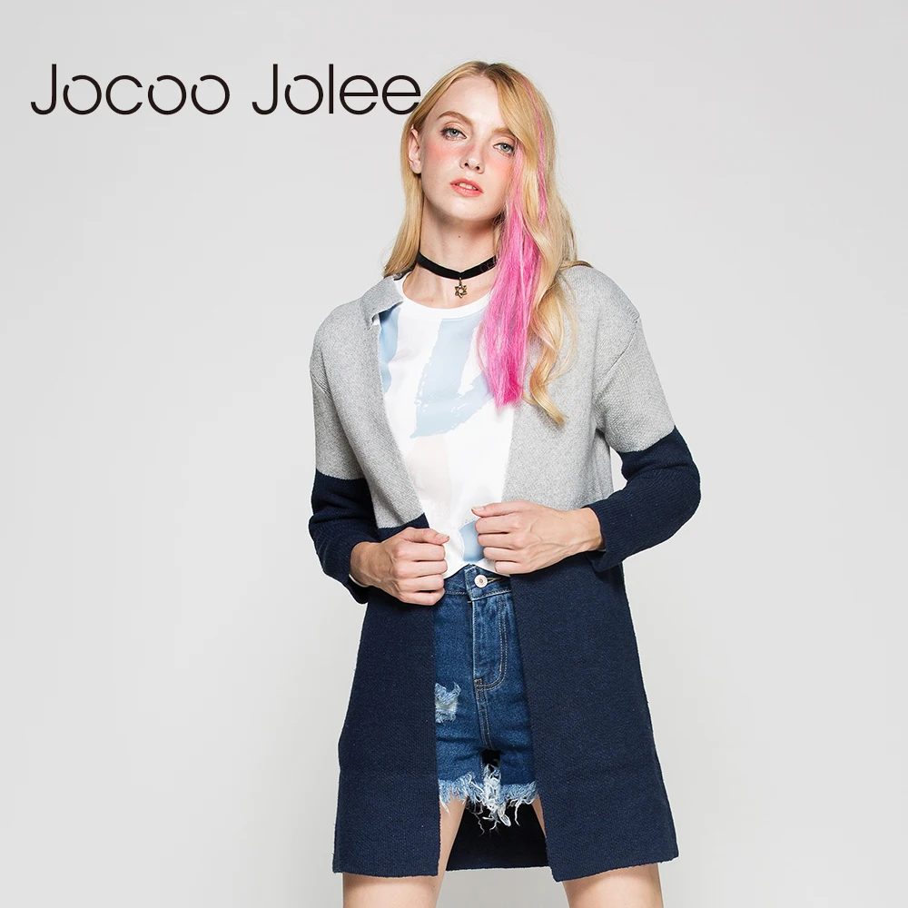 Повседневные длинные вязаные кардиганы Jocoo Jolee Осенний дизайнерский свитер в