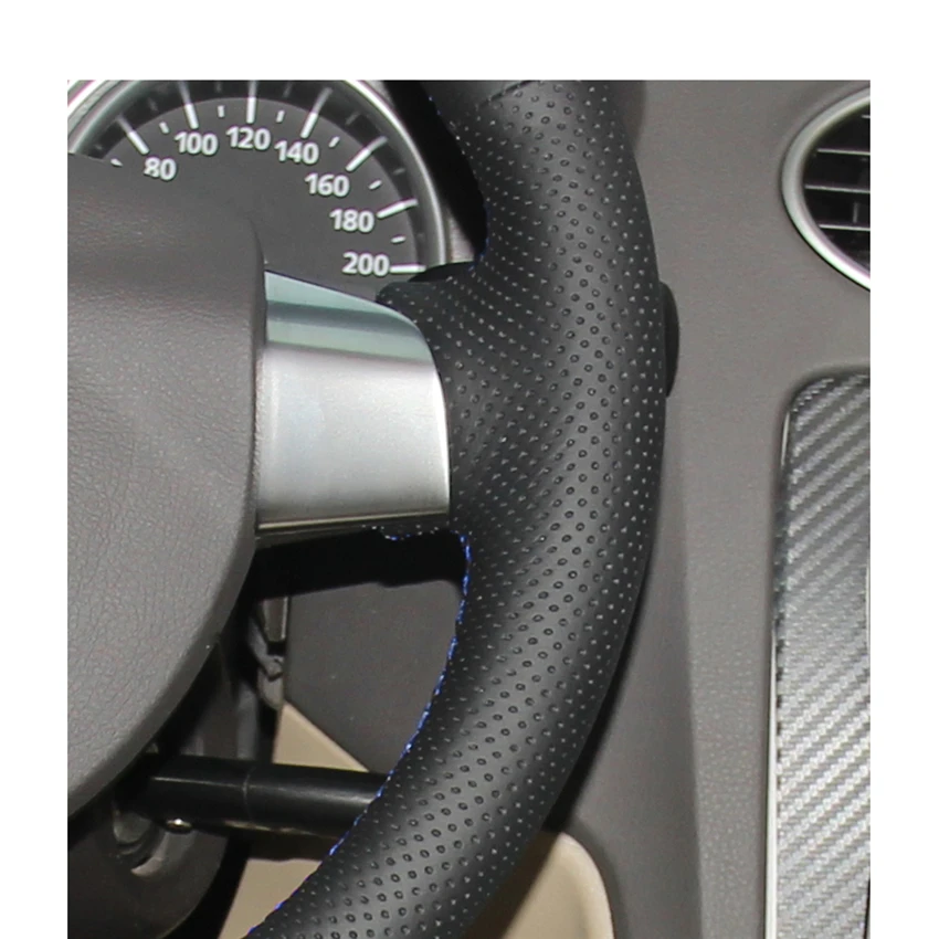 Рука сшитый черный PU искусственная кожа рулевое колесо Крышка для Ford Focus 2 2005-2011(3-спица