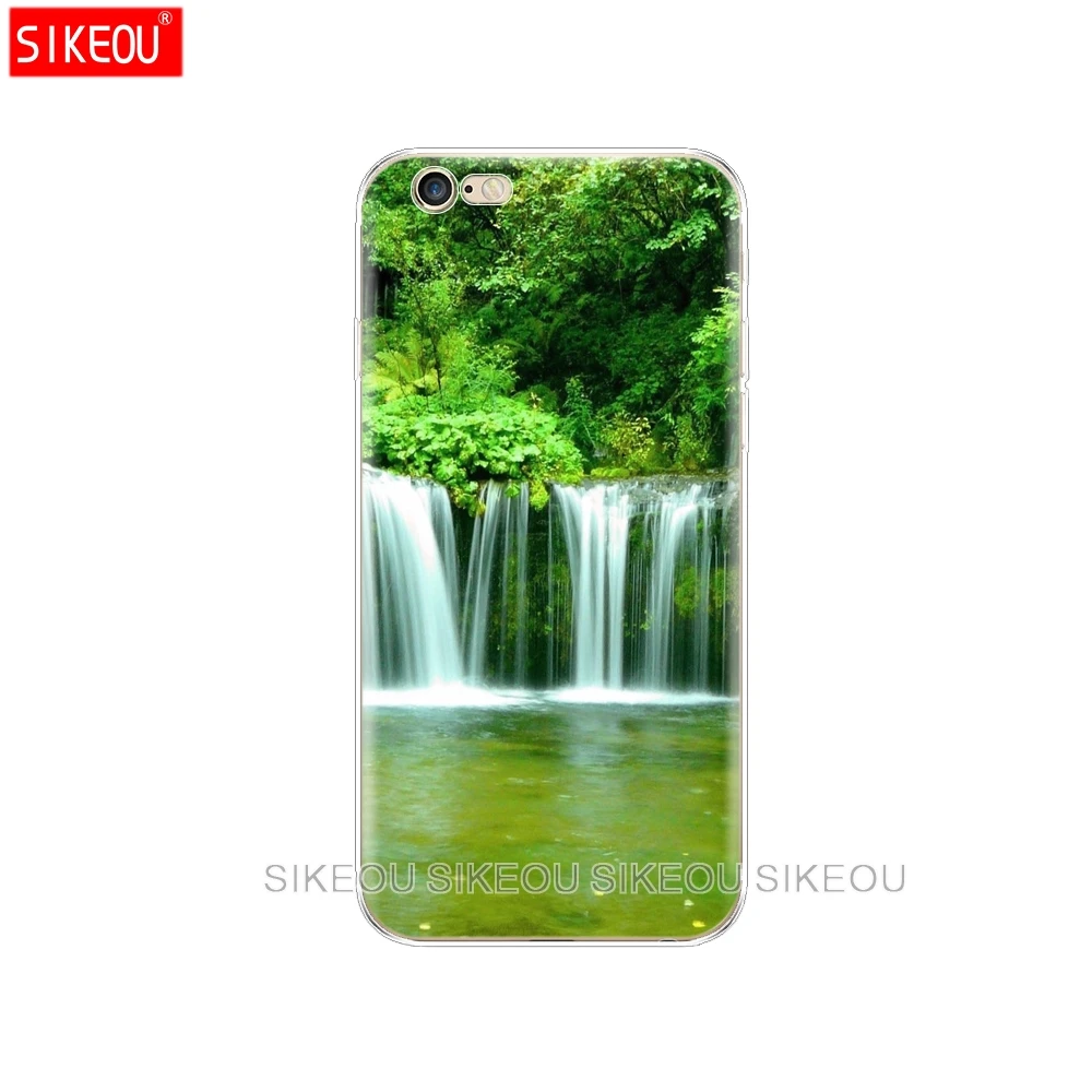 Силиконовый чехол для телефона Iphone 6X8 7 6s 5 5s SE 2020 Plus 10 XR XS MAX 11 pro бампер с водопадом и